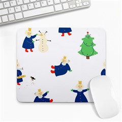 Funny  Winter Seamless Pattern With Little Princess And Her Christmas Large Mousepads by EvgeniiaBychkova