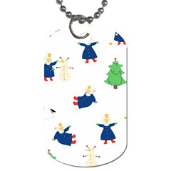 Funny  Winter Seamless Pattern With Little Princess And Her Christmas Dog Tag (two Sides) by EvgeniiaBychkova