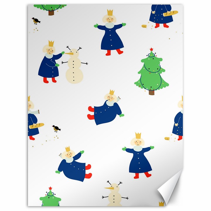 Funny  Winter Seamless Pattern With Little Princess And Her Christmas Canvas 18  x 24 