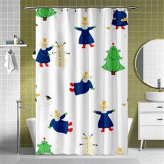 Funny  Winter Seamless Pattern With Little Princess And Her Christmas Shower Curtain 48  X 72  (small)  by EvgeniiaBychkova