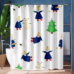 Funny  Winter Seamless Pattern With Little Princess And Her Christmas Shower Curtain 60  X 72  (medium)  by EvgeniiaBychkova