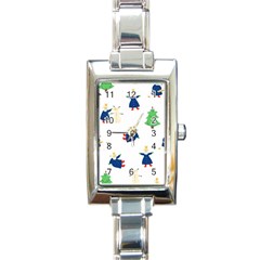 Funny  Winter Seamless Pattern With Little Princess And Her Christmas Rectangle Italian Charm Watch by EvgeniiaBychkova