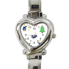 Funny  Winter Seamless Pattern With Little Princess And Her Christmas Heart Italian Charm Watch by EvgeniiaBychkova