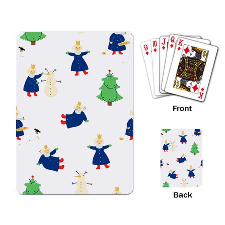 Funny  Winter Seamless Pattern With Little Princess And Her Christmas Playing Cards Single Design (Rectangle)