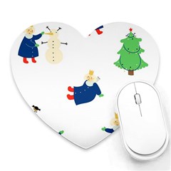 Funny  Winter Seamless Pattern With Little Princess And Her Christmas Heart Mousepads by EvgeniiaBychkova