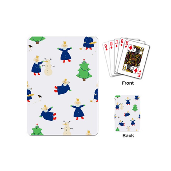 Funny  Winter Seamless Pattern With Little Princess And Her Christmas Playing Cards Single Design (Mini)