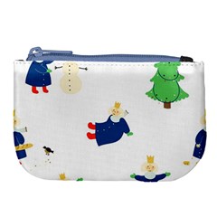 Funny  Winter Seamless Pattern With Little Princess And Her Christmas Large Coin Purse by EvgeniiaBychkova