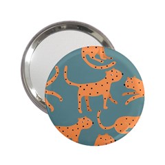 Vector Seamless Pattern With Cute Orange And  Cheetahs On The Blue Background  Tropical Animals 2 25  Handbag Mirrors by EvgeniiaBychkova