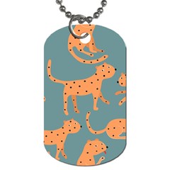 Vector Seamless Pattern With Cute Orange And  Cheetahs On The Blue Background  Tropical Animals Dog Tag (two Sides) by EvgeniiaBychkova