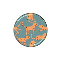 Vector Seamless Pattern With Cute Orange And  Cheetahs On The Blue Background  Tropical Animals Hat Clip Ball Marker (10 Pack) by EvgeniiaBychkova