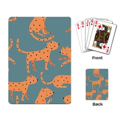 Vector Seamless Pattern With Cute Orange And  Cheetahs On The Blue Background  Tropical Animals Playing Cards Single Design (rectangle) by EvgeniiaBychkova