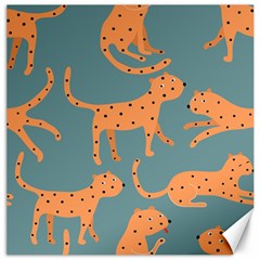 Vector Seamless Pattern With Cute Orange And  Cheetahs On The Blue Background  Tropical Animals Canvas 20  X 20  by EvgeniiaBychkova