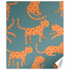 Vector Seamless Pattern With Cute Orange And  Cheetahs On The Blue Background  Tropical Animals Canvas 20  X 24  by EvgeniiaBychkova