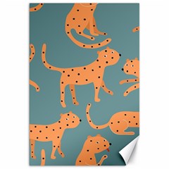 Vector Seamless Pattern With Cute Orange And  Cheetahs On The Blue Background  Tropical Animals Canvas 20  X 30  by EvgeniiaBychkova