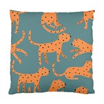 Vector Seamless Pattern With Cute Orange And  Cheetahs On The Blue Background  Tropical Animals Standard Cushion Case (Two Sides) Front