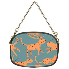 Vector Seamless Pattern With Cute Orange And  Cheetahs On The Blue Background  Tropical Animals Chain Purse (two Sides) by EvgeniiaBychkova