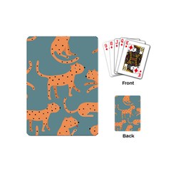 Vector Seamless Pattern With Cute Orange And  Cheetahs On The Blue Background  Tropical Animals Playing Cards Single Design (mini) by EvgeniiaBychkova