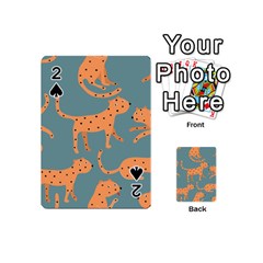 Vector Seamless Pattern With Cute Orange And  Cheetahs On The Blue Background  Tropical Animals Playing Cards 54 Designs (mini)