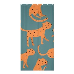 Vector Seamless Pattern With Cute Orange And  Cheetahs On The Blue Background  Tropical Animals Shower Curtain 36  X 72  (stall)  by EvgeniiaBychkova