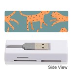 Vector Seamless Pattern With Cute Orange And  Cheetahs On The Blue Background  Tropical Animals Memory Card Reader (Stick) Front