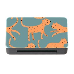 Vector Seamless Pattern With Cute Orange And  Cheetahs On The Blue Background  Tropical Animals Memory Card Reader With Cf by EvgeniiaBychkova