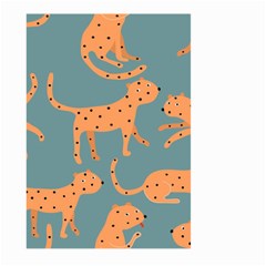 Vector Seamless Pattern With Cute Orange And  Cheetahs On The Blue Background  Tropical Animals Large Garden Flag (two Sides) by EvgeniiaBychkova