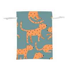 Vector Seamless Pattern With Cute Orange And  Cheetahs On The Blue Background  Tropical Animals Lightweight Drawstring Pouch (s) by EvgeniiaBychkova