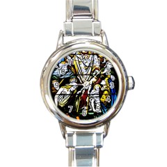 Christian Window Glass Art Print Round Italian Charm Watch by dflcprintsclothing