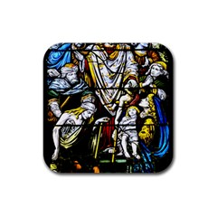 Christian Window Glass Art Print Rubber Coaster (square)  by dflcprintsclothing