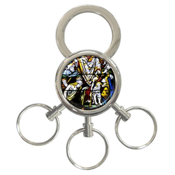 Christian Window Glass Art Print 3-Ring Key Chain