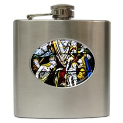 Christian Window Glass Art Print Hip Flask (6 Oz) by dflcprintsclothing