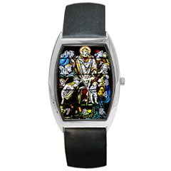 Christian Window Glass Art Print Barrel Style Metal Watch by dflcprintsclothing