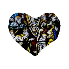 Christian Window Glass Art Print Standard 16  Premium Heart Shape Cushions by dflcprintsclothing