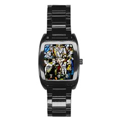 Christian Window Glass Art Print Stainless Steel Barrel Watch by dflcprintsclothing