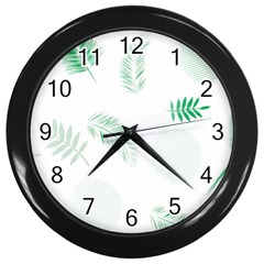 Flower Branch Corolla Wreath Vector Wall Clock (black)