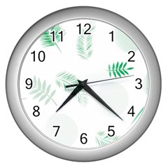 Flower Branch Corolla Wreath Vector Wall Clock (silver)