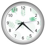 Flower Branch Corolla Wreath Vector Wall Clock (Silver) Front