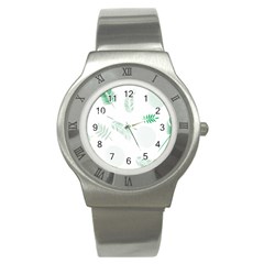 Flower Branch Corolla Wreath Vector Stainless Steel Watch