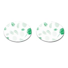 Flower Branch Corolla Wreath Vector Cufflinks (oval)