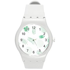 Flower Branch Corolla Wreath Vector Round Plastic Sport Watch (m)