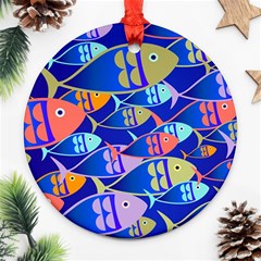 Sea Fish Illustrations Round Ornament (two Sides)