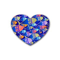 Sea Fish Illustrations Rubber Coaster (heart)  by Mariart