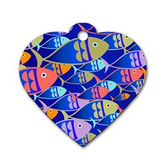 Sea Fish Illustrations Dog Tag Heart (one Side)