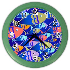 Sea Fish Illustrations Color Wall Clock by Mariart