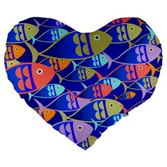 Sea Fish Illustrations Large 19  Premium Heart Shape Cushions by Mariart