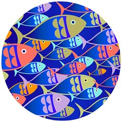 Sea Fish Illustrations Wooden Puzzle Round by Mariart