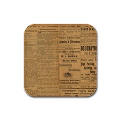 Antique Newspaper 1888 Rubber Square Coaster (4 Pack)  by ArtsyWishy