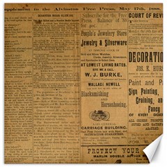 Antique Newspaper 1888 Canvas 12  X 12  by ArtsyWishy