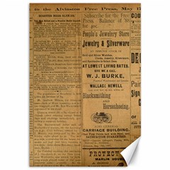 Antique Newspaper 1888 Canvas 12  X 18  by ArtsyWishy