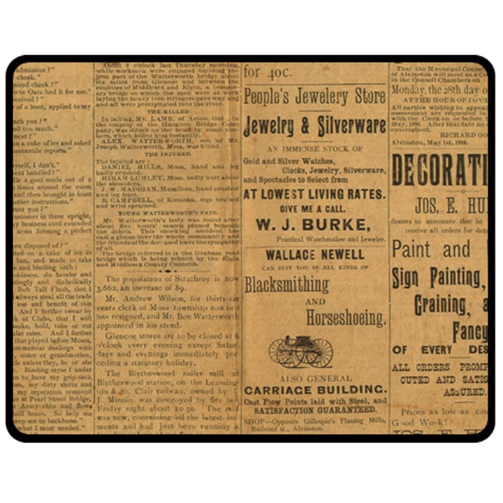 Antique Newspaper 1888 Fleece Blanket (Medium) 